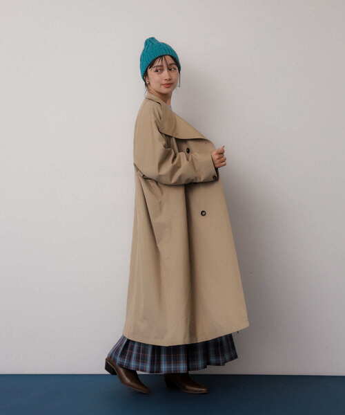 SENSE OF PLACE by URBAN RESEARCH（センスオブプレイスバイアーバンリサーチ）の「スタンドカラーロングコート（トレンチコート・レディース・ベージュ/ブラック・ONE）」の17枚目の写真