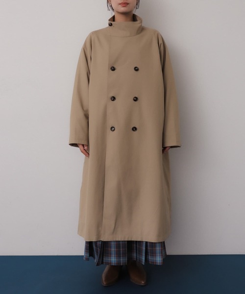 SENSE OF PLACE by URBAN RESEARCH（センスオブプレイスバイアーバンリサーチ）の「スタンドカラーロングコート（トレンチコート・レディース・ベージュ/ブラック・ONE）」の19枚目の写真