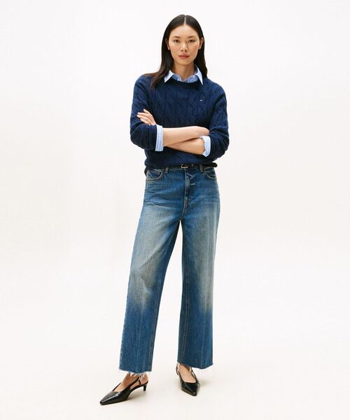 TOMMY HILFIGER（トミーヒルフィガー）の「ソフトウールケーブルクルーネックセーター（ニット/セーター・レディース・ネイビー/ベージュ/ホワイト/グレー/ライトブルー/パープル系その他2/ベージュ系その他4/グレー系2/ネイビー系1・SMALL/XX-SMALL/X-SMALL）」の15枚目の写真