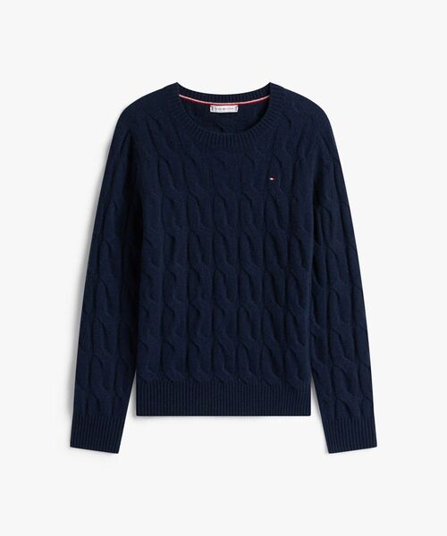 TOMMY HILFIGER（トミーヒルフィガー）の「ソフトウールケーブルクルーネックセーター（ニット/セーター・レディース・ネイビー/ベージュ/ホワイト/グレー/ライトブルー/パープル系その他2/ベージュ系その他4/グレー系2/ネイビー系1・SMALL/XX-SMALL/X-SMALL）」の17枚目の写真