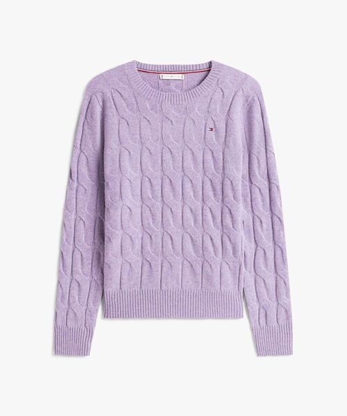 TOMMY HILFIGER（トミーヒルフィガー）の「ソフトウールケーブルクルーネックセーター（ニット/セーター・レディース・ネイビー/ベージュ/ホワイト/グレー/ライトブルー/パープル系その他2/ベージュ系その他4/グレー系2/ネイビー系1・SMALL/XX-SMALL/X-SMALL）」の21枚目の写真
