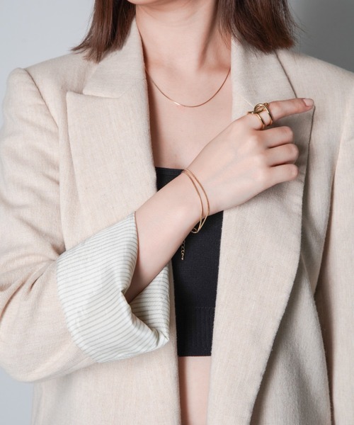 セール】シンプル2連スネークチェーンブレスレット