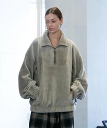 【my beautiful landlet】PILE FABRIC HALF ZIP PULLOVER