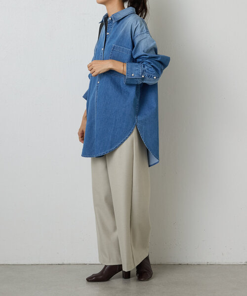 BEARDSLEY（ビアズリー）の「《FRIPIER》パール釦デニムシャツ（シャツ/ブラウス・レディース・インディゴブルー・FREE）」の3枚目の写真