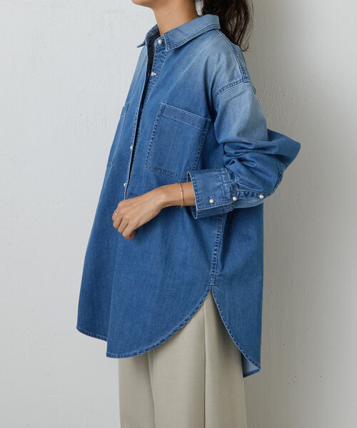 BEARDSLEY（ビアズリー）の「《FRIPIER》パール釦デニムシャツ（シャツ/ブラウス・レディース・インディゴブルー・FREE）」の8枚目の写真