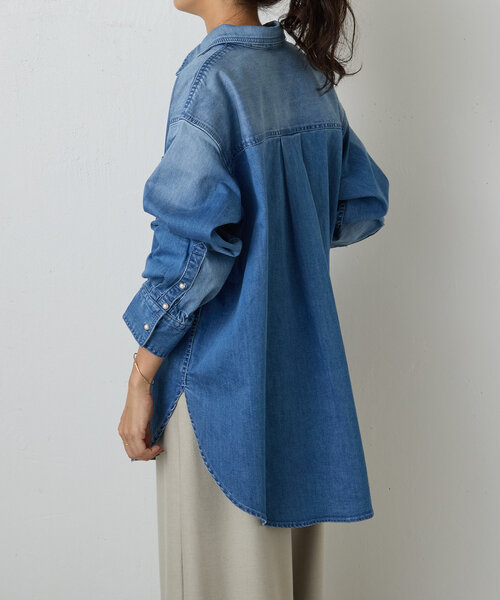 BEARDSLEY（ビアズリー）の「《FRIPIER》パール釦デニムシャツ（シャツ/ブラウス・レディース・インディゴブルー・FREE）」の9枚目の写真