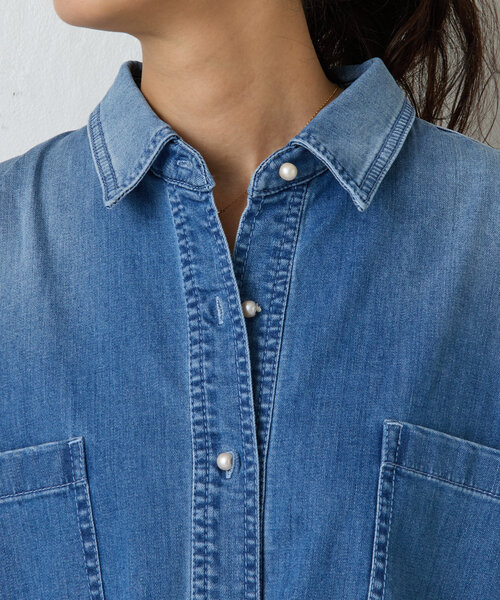 BEARDSLEY（ビアズリー）の「《FRIPIER》パール釦デニムシャツ（シャツ/ブラウス・レディース・インディゴブルー・FREE）」の11枚目の写真