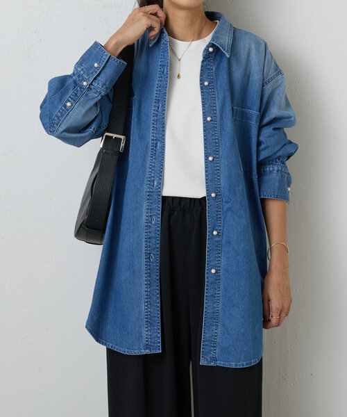 BEARDSLEY（ビアズリー）の「《FRIPIER》パール釦デニムシャツ（シャツ/ブラウス・レディース・インディゴブルー・FREE）」の19枚目の写真