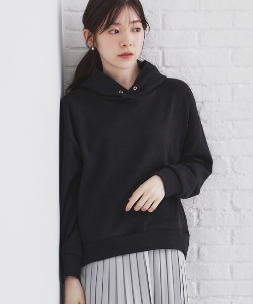 index（インデックス）の「◆ラメフーディープルオーバー【洗濯機洗い可】（パーカー・レディース・ホワイト系8/ベージュ系その他7/ブラック系5・00）」の3枚目の写真