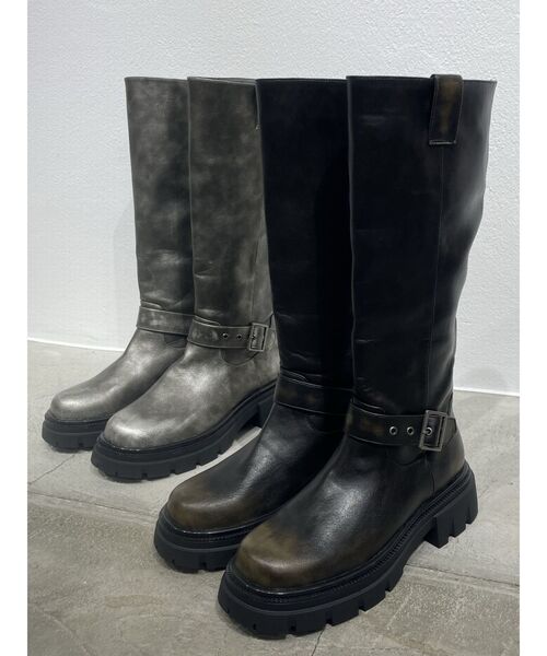 EMODA（エモダ）の「ヴィンテージライクロングブーツ（ブーツ・レディース・シルバー/ブラック・LARGE/MEDIUM/SMALL）」の17枚目の写真