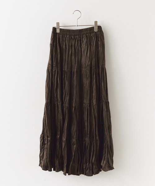 AO2(アオズ)の「Velour Washer Striped Skirt / ベロアワッシャープリーツスカート(スカート・レディース・ブラック/ベージュ/ブラウン・FREE)」の1枚目の写真