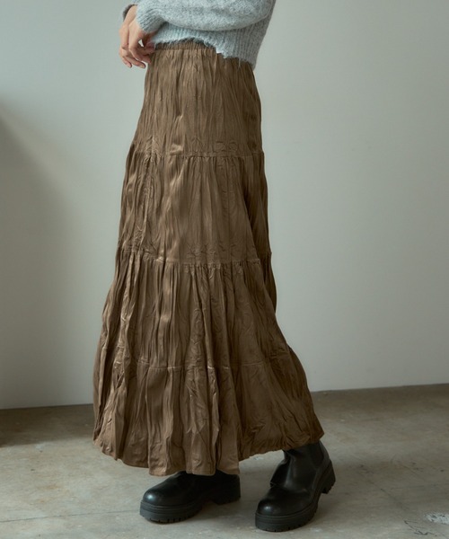 AO2(アオズ)の「Velour Washer Striped Skirt / ベロアワッシャープリーツスカート(スカート・レディース・ブラック/ベージュ/ブラウン・FREE)」の13枚目の写真
