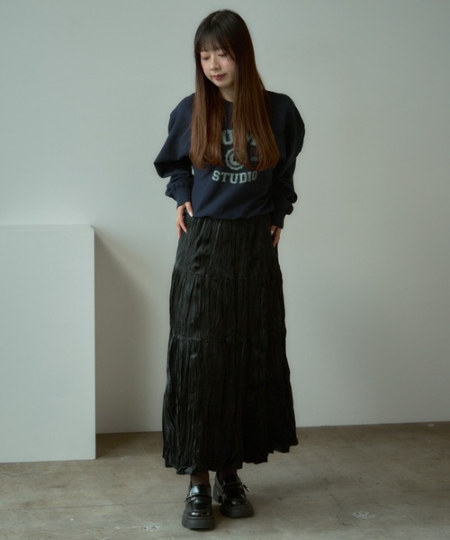 AO2(アオズ)の「Velour Washer Striped Skirt / ベロアワッシャープリーツスカート(スカート・レディース・ブラック/ベージュ/ブラウン・FREE)」の21枚目の写真