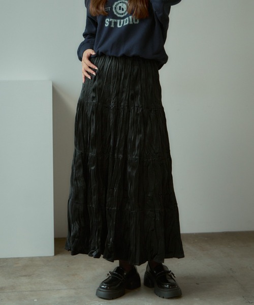 AO2(アオズ)の「Velour Washer Striped Skirt / ベロアワッシャープリーツスカート(スカート・レディース・ブラック/ベージュ/ブラウン・FREE)」の19枚目の写真