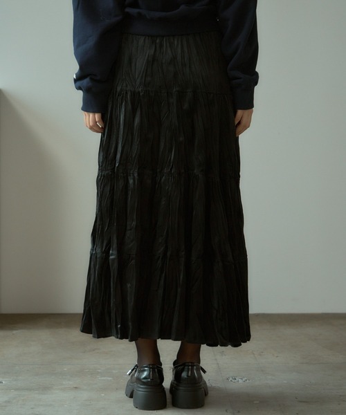 AO2(アオズ)の「Velour Washer Striped Skirt / ベロアワッシャープリーツスカート(スカート・レディース・ブラック/ベージュ/ブラウン・FREE)」の17枚目の写真
