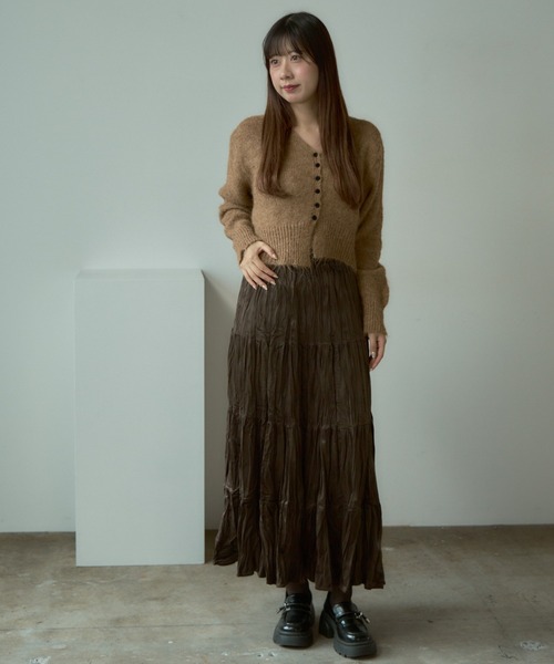AO2(アオズ)の「Velour Washer Striped Skirt / ベロアワッシャープリーツスカート(スカート・レディース・ブラック/ベージュ/ブラウン・FREE)」の9枚目の写真