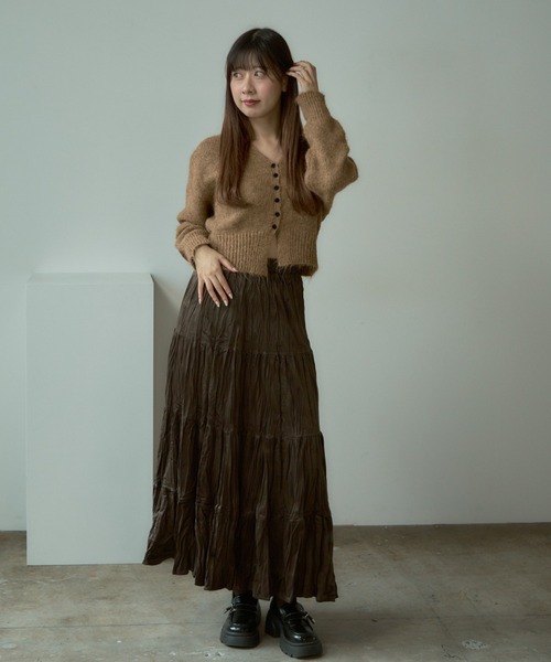 AO2(アオズ)の「Velour Washer Striped Skirt / ベロアワッシャープリーツスカート(スカート・レディース・ブラック/ベージュ/ブラウン・FREE)」の10枚目の写真