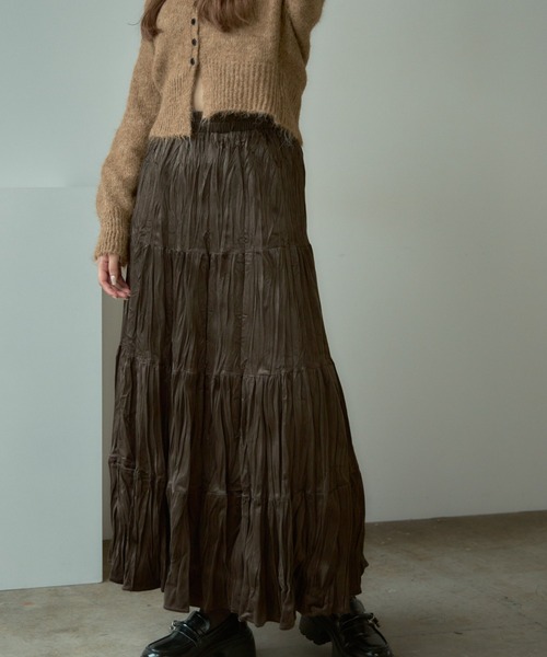 AO2(アオズ)の「Velour Washer Striped Skirt / ベロアワッシャープリーツスカート(スカート・レディース・ブラック/ベージュ/ブラウン・FREE)」の8枚目の写真