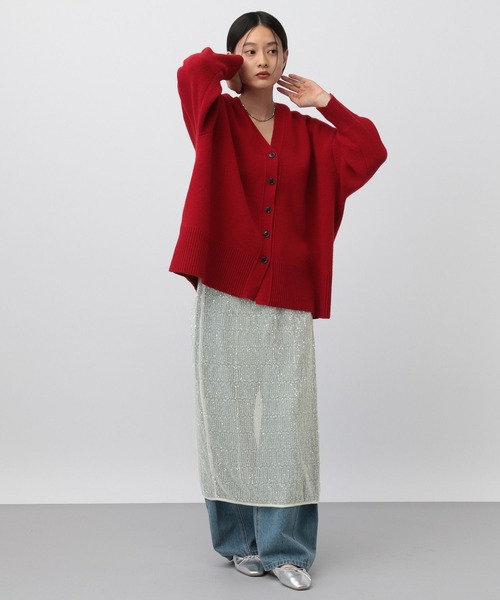 A part by(アパートバイ)の「カシミヤコンBIG Vネックカーディガン(カーディガン/ボレロ・レディース・ネイビー/レッド/アイボリー/チャコールグレー/イエロー系その他・FREE)」の6枚目の写真