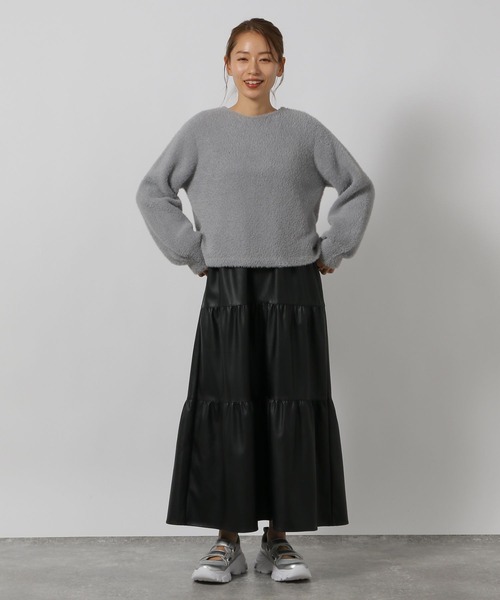 LAKOLE（ラコレ）の「2WAYシャギーリボンカーディガン / 145610（カーディガン/ボレロ・レディース・オレンジ/アイボリー/グレー・FREE）」の4枚目の写真