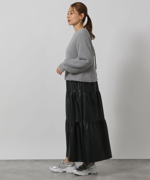 LAKOLE（ラコレ）の「2WAYシャギーリボンカーディガン / 145610（カーディガン/ボレロ・レディース・オレンジ/アイボリー/グレー・FREE）」の5枚目の写真