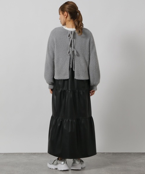 LAKOLE（ラコレ）の「2WAYシャギーリボンカーディガン / 145610（カーディガン/ボレロ・レディース・オレンジ/アイボリー/グレー・FREE）」の6枚目の写真