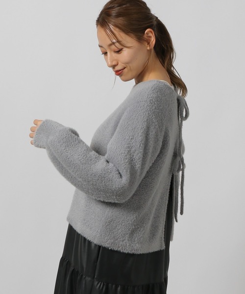 LAKOLE（ラコレ）の「2WAYシャギーリボンカーディガン / 145610（カーディガン/ボレロ・レディース・オレンジ/アイボリー/グレー・FREE）」の7枚目の写真