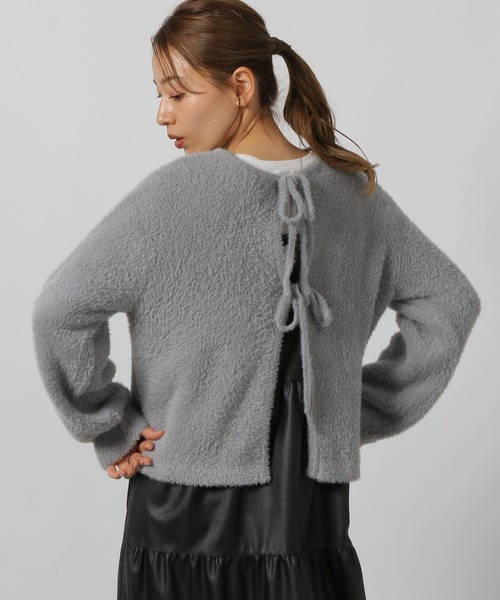 LAKOLE（ラコレ）の「2WAYシャギーリボンカーディガン / 145610（カーディガン/ボレロ・レディース・オレンジ/アイボリー/グレー・FREE）」の8枚目の写真