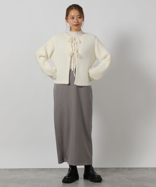 LAKOLE（ラコレ）の「2WAYシャギーリボンカーディガン / 145610（カーディガン/ボレロ・レディース・オレンジ/アイボリー/グレー・FREE）」の9枚目の写真