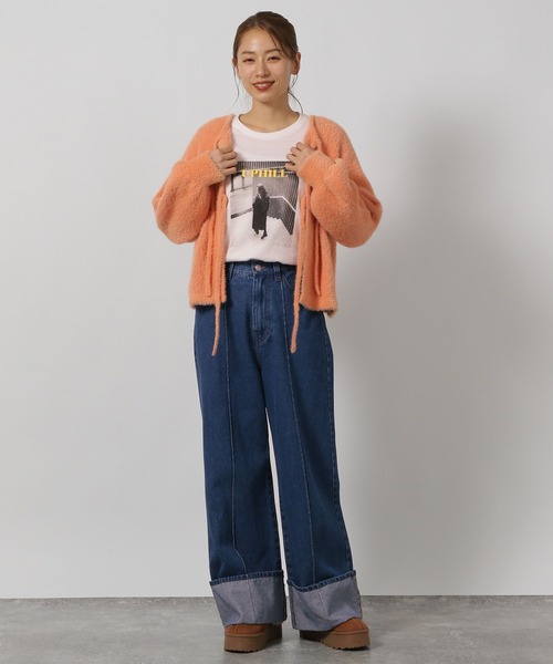 LAKOLE（ラコレ）の「2WAYシャギーリボンカーディガン / 145610（カーディガン/ボレロ・レディース・オレンジ/アイボリー/グレー・FREE）」の14枚目の写真