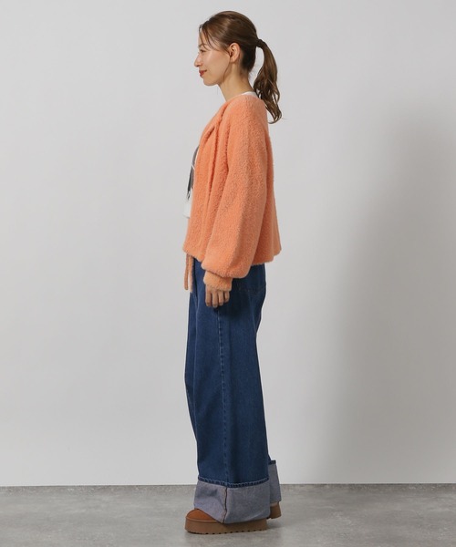 LAKOLE（ラコレ）の「2WAYシャギーリボンカーディガン / 145610（カーディガン/ボレロ・レディース・オレンジ/アイボリー/グレー・FREE）」の15枚目の写真