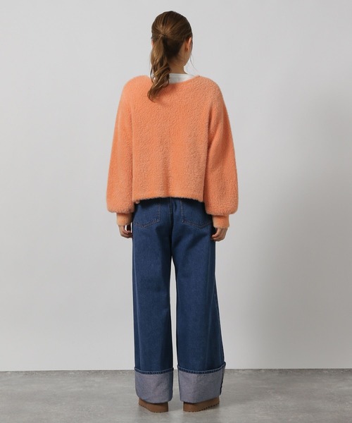 LAKOLE（ラコレ）の「2WAYシャギーリボンカーディガン / 145610（カーディガン/ボレロ・レディース・オレンジ/アイボリー/グレー・FREE）」の16枚目の写真