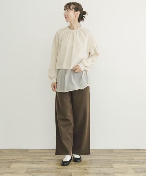 ITEMS URBANRESEARCH（アイテムズ アーバンリサーチ）の「2WAYシアードッキングブラウス（シャツ/ブラウス・レディース・ライトベージュ/ブラック・FREE）」の6枚目の写真