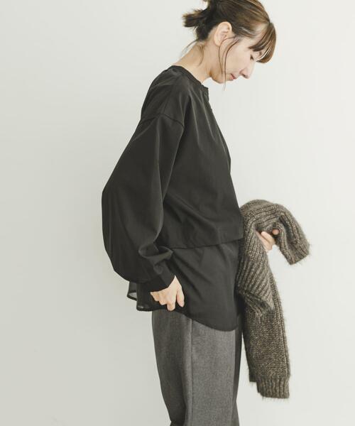 ITEMS URBANRESEARCH（アイテムズ アーバンリサーチ）の「2WAYシアードッキングブラウス（シャツ/ブラウス・レディース・ライトベージュ/ブラック・FREE）」の4枚目の写真