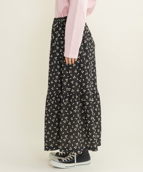 CHILD WOMAN（チャイルドウーマン）の「チェリー風通ジャガード 2段切替ギャザースカート（スカート・レディース・ブラック・FREE）」の15枚目の写真