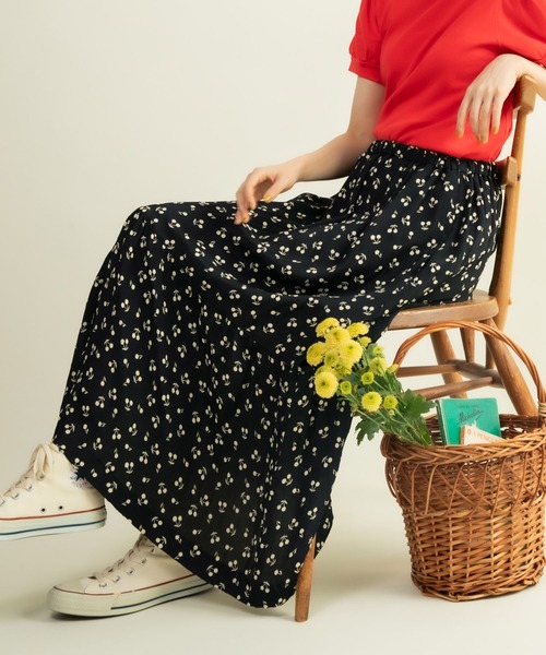 チェリー風通ジャガード 2段切替ギャザースカート（スカート）｜CHILD