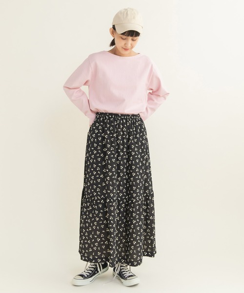 CHILD WOMAN（チャイルドウーマン）の「チェリー風通ジャガード 2段切替ギャザースカート（スカート・レディース・ブラック・FREE）」の22枚目の写真