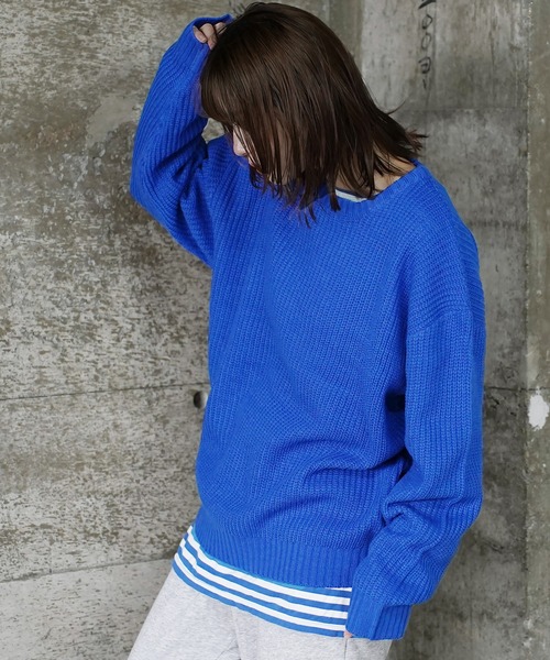 archivio ⭐️青 ニットセーター サイズ48 archives｜アルシーヴのニット/セーター（ブルー・ネイビー/青色系