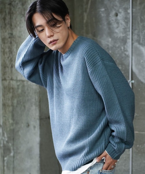 セール】畔編みクルーネックニットセーター（ニット/セーター