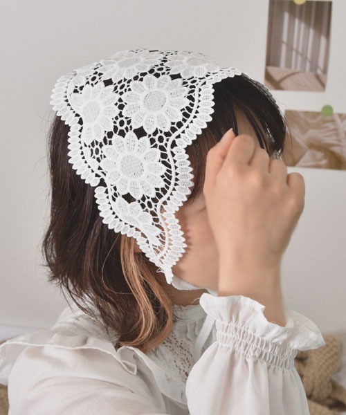 セール】【urge select】レース アソート花柄刺繍 バブーシュカ