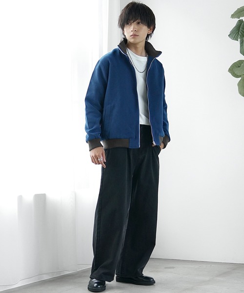 MinoriTY(マイノリティ)の「【MinoriTY】レトロツイードリブブルゾン(ブルゾン・メンズ・ブラック/チャコール/ネイビー/ブラウン・S/M/L)」の7枚目の写真
