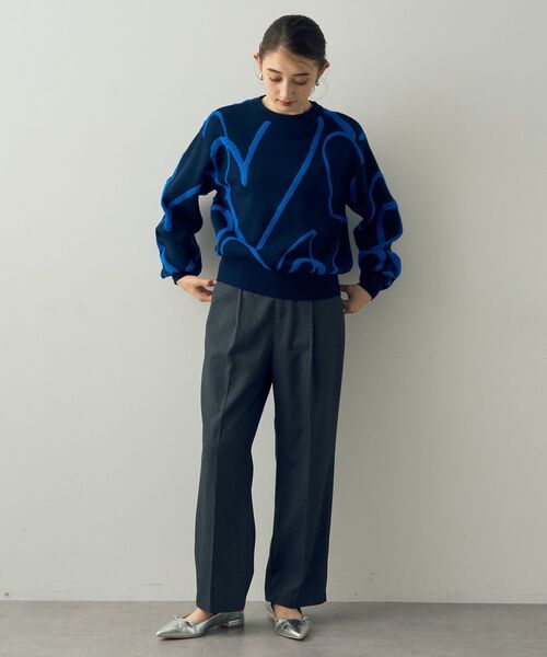 YECCA VECCA（イェッカヴェッカ）の「ランダムハート柄ニット（ニット/セーター・レディース・ネイビー/グレー/ライトグレー・FREE）」の7枚目の写真