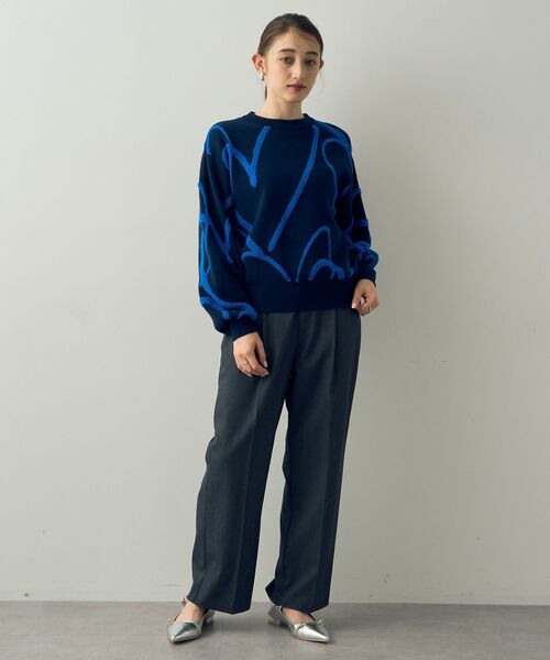 YECCA VECCA（イェッカヴェッカ）の「ランダムハート柄ニット（ニット/セーター・レディース・ネイビー/グレー/ライトグレー・FREE）」の8枚目の写真