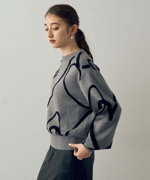 YECCA VECCA（イェッカヴェッカ）の「ランダムハート柄ニット（ニット/セーター・レディース・ネイビー/グレー/ライトグレー・FREE）」の14枚目の写真