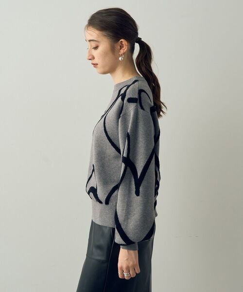 YECCA VECCA（イェッカヴェッカ）の「ランダムハート柄ニット（ニット/セーター・レディース・ネイビー/グレー/ライトグレー・FREE）」の15枚目の写真