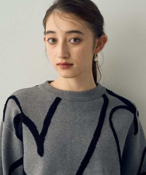 YECCA VECCA（イェッカヴェッカ）の「ランダムハート柄ニット（ニット/セーター・レディース・ネイビー/グレー/ライトグレー・FREE）」の16枚目の写真