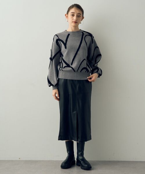 YECCA VECCA（イェッカヴェッカ）の「ランダムハート柄ニット（ニット/セーター・レディース・ネイビー/グレー/ライトグレー・FREE）」の19枚目の写真