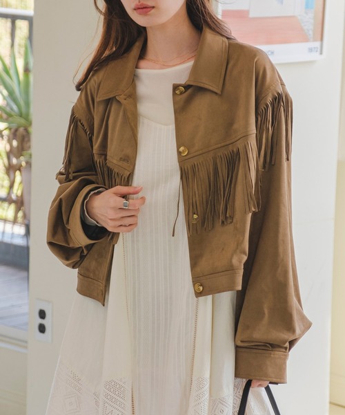セール】【裏地あり】スウェードフリンジジャケット（その他アウター