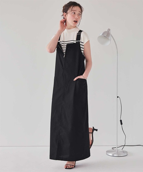 tibi★ティビ★ワンピース★ジャンパードレス フロントジップジャンパースカート（ワンピース）｜titivate