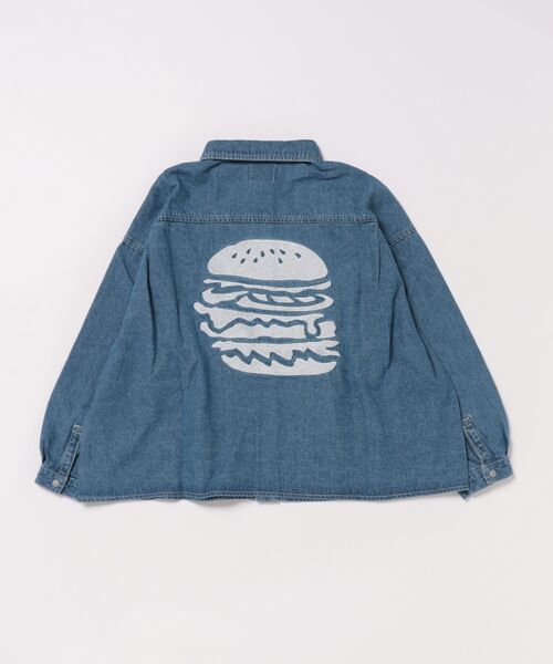 GROOVY COLORS(グルービーカラーズ)の「8oz Denim HAMBURGER Big Shirt(シャツ/ブラウス・キッズ・ブルー・140/130)」の2枚目の写真